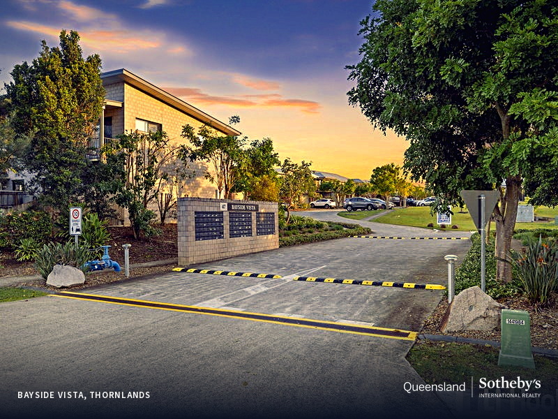 Bayside Vista entrance at dusk