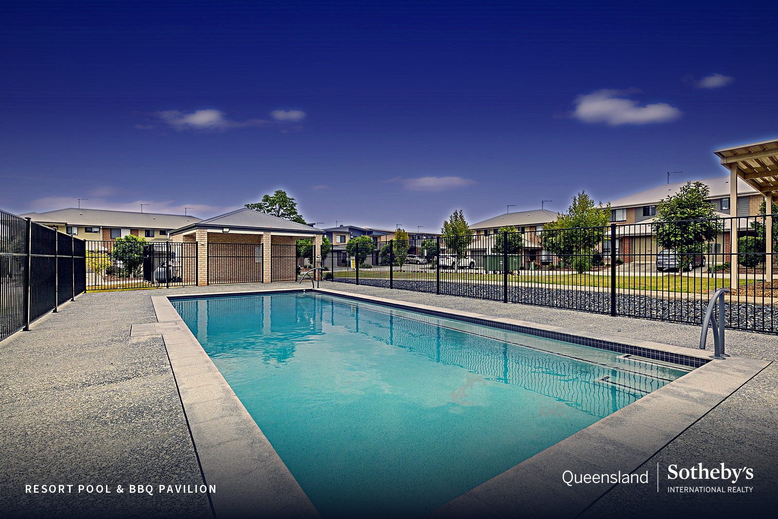 Resort pool and BBQ pavilion at Bayside Vista, Thornlands